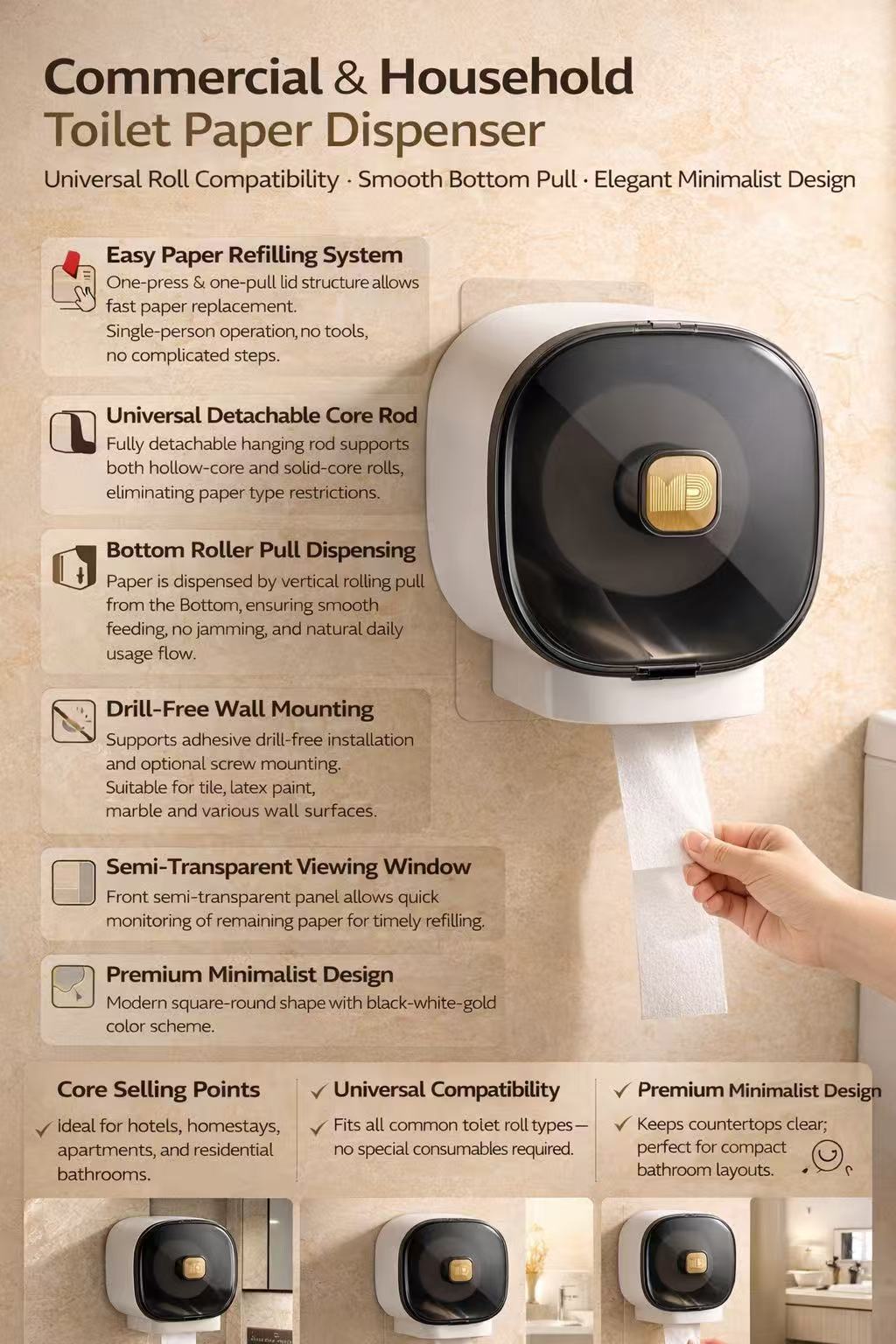 Hotel & Commercial Paper | Public Area Paper | With Matching Dispensers